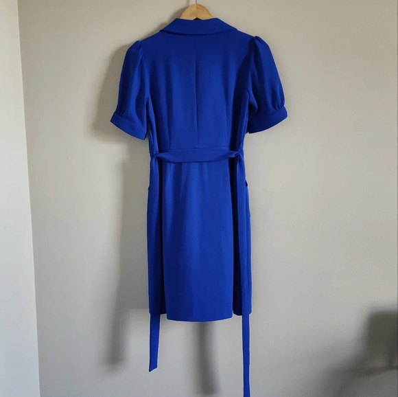 Shelby & Palmer Button Down Dress Size 6 Royal Blue Career Belt Pockets - Picture 6 of 8